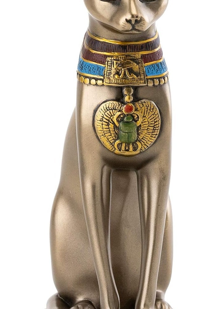 Top Collection 8" H Egyptian Cat Goddess Bastet Figurine - Exquisite Bronze Finish - Image 1