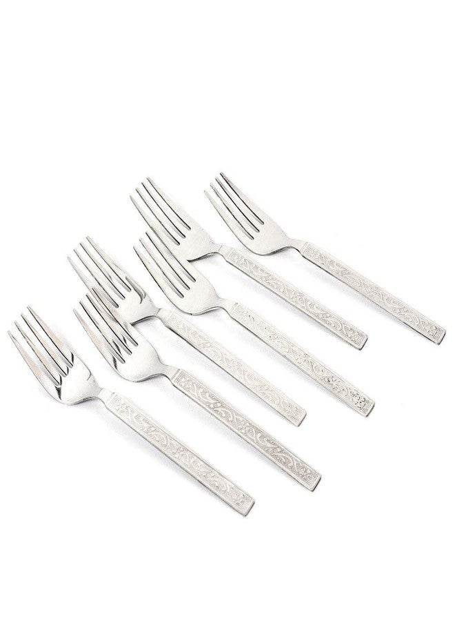 Dev Industries 6 Pieces Stainless Steel Table Forks Set for Home & Kitchen, Fruit Fork, Dining Table, Shiny and Sturdy Handle Big Fork 16.5 cm, Silver (22 Gauge) - Image 1