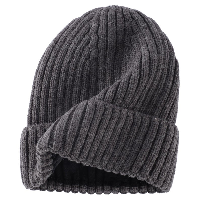 Connectyle Outdoor Classic Basic Men 's Warm Winter Hats Thick Knit Long Cuff Beanie Cap with Lining, 55 60cm, Dark Gray - Image 3