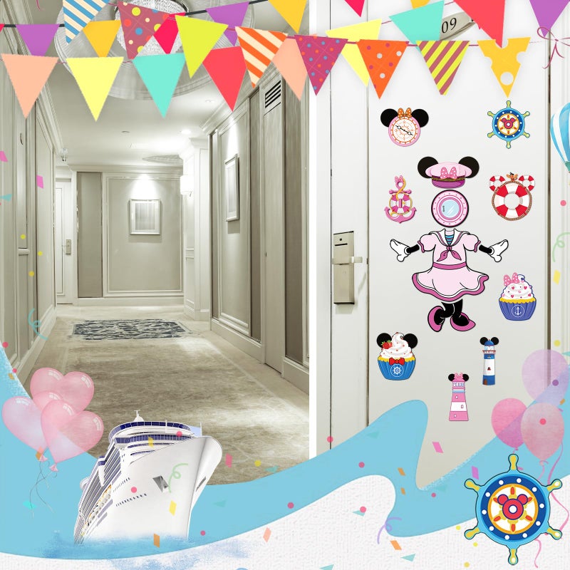 RiVolTa Mouse Cruise Door Decorations - 24 Pcs Large Ship Cabin Magnet Stickers Cute Blue Pink Mice Captain Sea Navigation Car Anchor Magnetic Decor for Holiday Carnival Party Stateroom Refrigerator - Image 2
