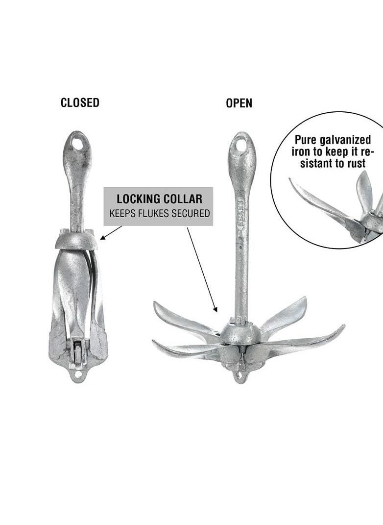 SS WATER SPORTS Water Sports Heavy Duty Galvanized Folding Anchor For Kayaks And Boats  - Image 2