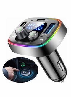 Y&D Bluetooth Adapter for Car Wireless FM Radio Transmitter Excefore Handsfree Calling Audio Receiver MP3 Music Player QC3.0 Type-C PD USB Charger 7 Colors LED Backlit  - Image 1