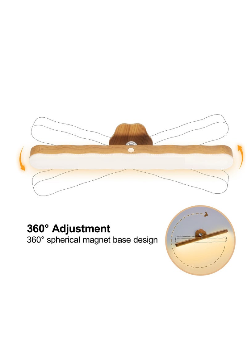 SYOSI Touch Control Magnet Bedside Lamp,Wood Color Grain Light Bar Wall Lamp, 360° Rotation Rechargeable Cordless Light for Living Room Bedroom - Image 2