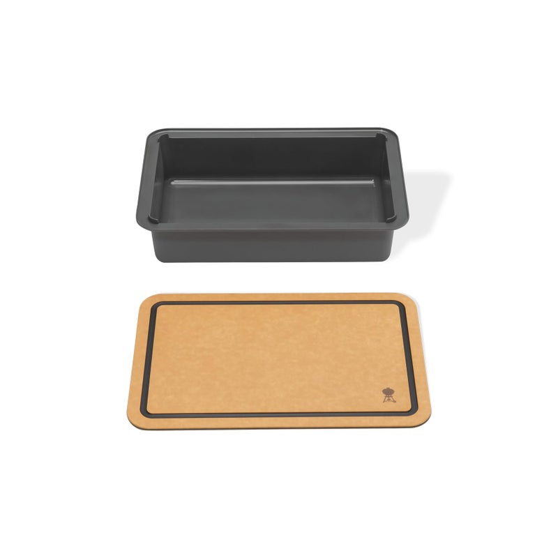 Weber Works Cutting Board Basin FoodSafe Grill Prep Station for Marinating Storing Transporting Food with DualSided Cutting Board Lid Grill Accessory - Image 2