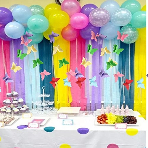 zilue Butterfly Banner Decorative Paper Garland for Wedding Baby Shower Birthday Theme Decor 110 Inches Pack of 2 Pieces Mix Color - Image 4