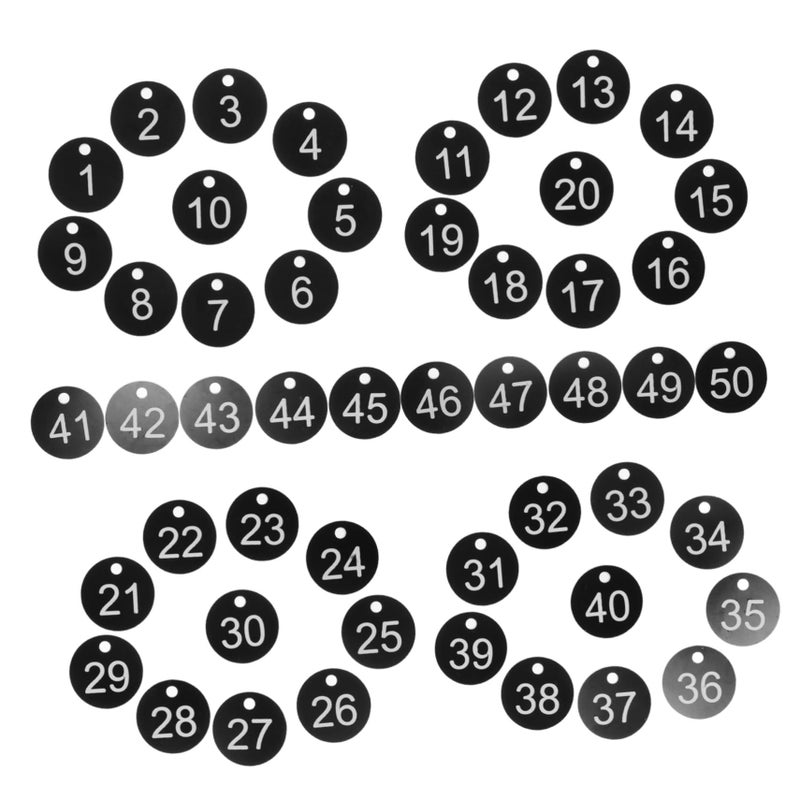 Black Key Organizer Tags 50PCS Engraved Plastic Discs for Key Box Management Cabinet Coding Travel Bag Identification - Image 2