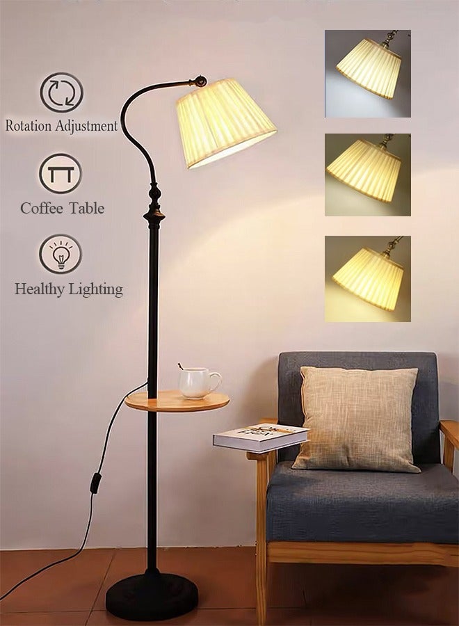 Bukela Floor Lamps, 3 Color Living Bedroom Bedside Floor Lamp, Hotel Living Room Study Retro Vertical Table Lamp with Coffee Table Black 156 cm - Image 1