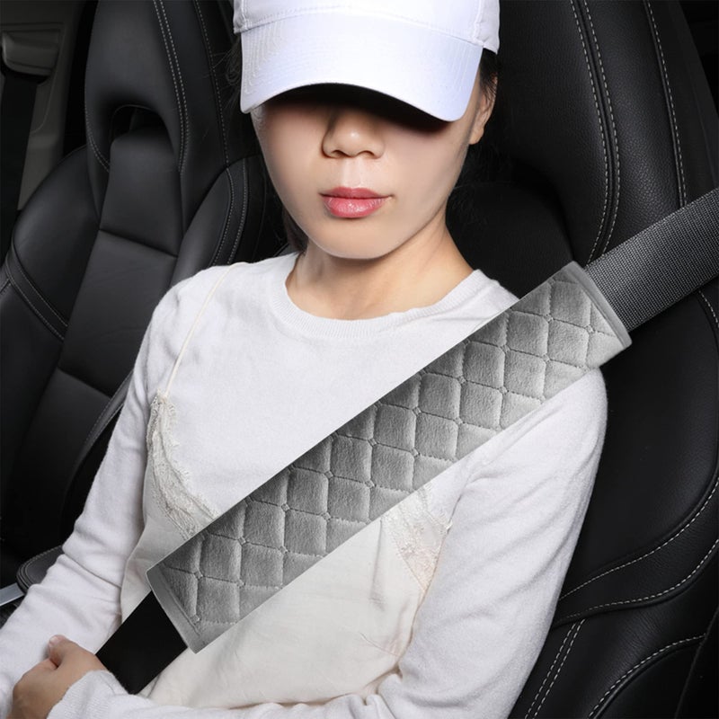 HighnessHwoo Extra Long Seatbelt Covers for Adults Kids Women Men Soft Car Seat Belt Strap Cushion for Sedan SUV Trucks Shoulder Neck Chest Protector Pads Auto Accessories 2pcs Gray 105in
