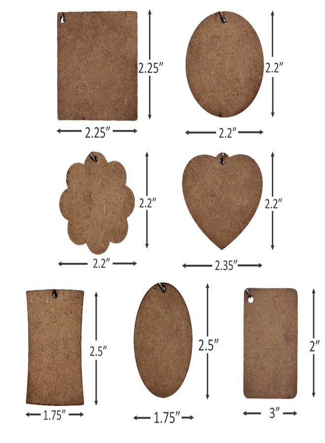 TreasureBox DIY Wooden Plain MDF Key Chains for Wood Sheet Art & Craft, Painting, Decoupage, Resin Art Work, Mandala, Decoration, Fluid Art (20 Pcs) (35 Pcs Mix 7 Designs) - Image 2