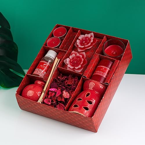 AURA DECOR AuraDecor Aromatheraphy Gift Set Combo || Diffuser || Reed Diffuser || Votive Candle || Tealight Candle || Potpourri || Pillar Candle || Floating Candle (Rose) - Image 2