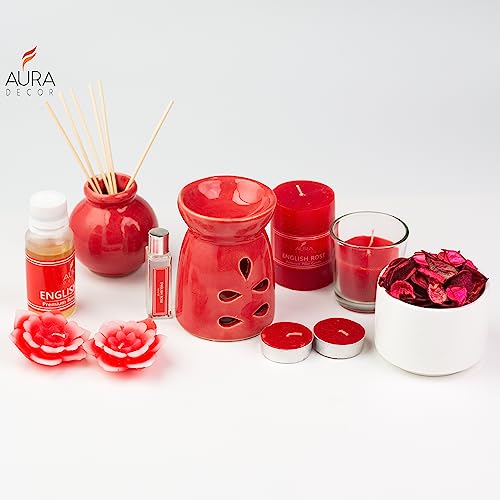 AURA DECOR AuraDecor Aromatheraphy Gift Set Combo || Diffuser || Reed Diffuser || Votive Candle || Tealight Candle || Potpourri || Pillar Candle || Floating Candle (Rose) - Image 4