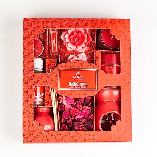 AURA DECOR AuraDecor Aromatheraphy Gift Set Combo || Diffuser || Reed Diffuser || Votive Candle || Tealight Candle || Potpourri || Pillar Candle || Floating Candle (Rose) - Image 3