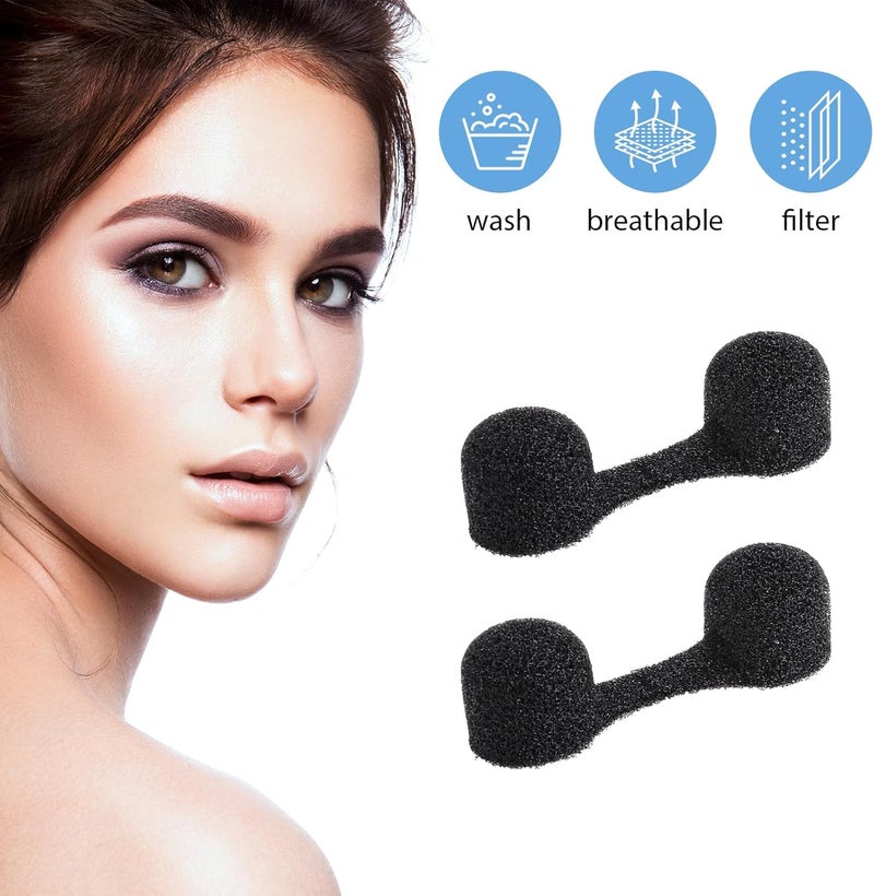 Dimeho Pack of 100 Nose Filters Disposable Nose Dust Filter Bulk Sponge Nostril Filter for Spray Tanning Welding Dust Allergies Dust Construction Areas (Black) - Image 3