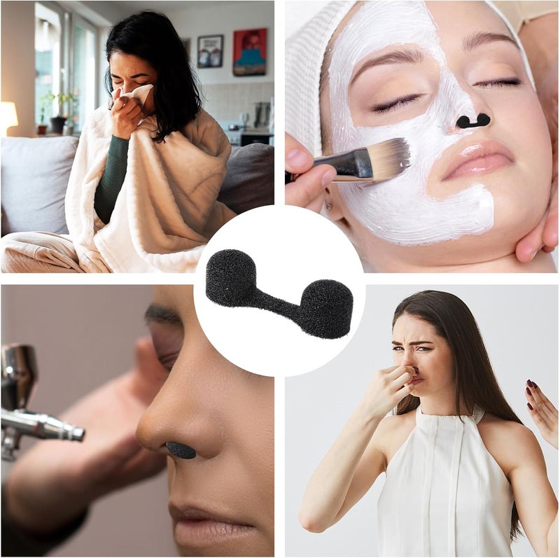 Dimeho Pack of 100 Nose Filters Disposable Nose Dust Filter Bulk Sponge Nostril Filter for Spray Tanning Welding Dust Allergies Dust Construction Areas (Black) - Image 5