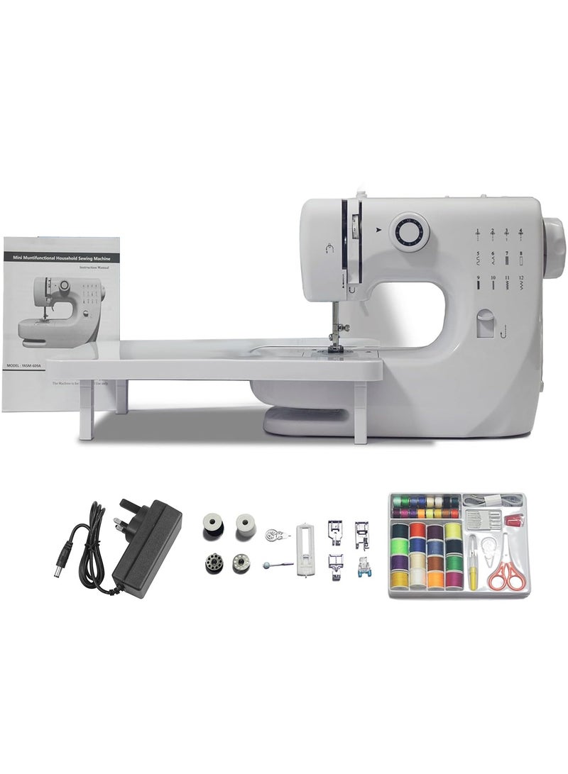 ASIV Product Title: Mini Portable Electric Sewing Machine (Beginner-Friendly) - 12 Stitch Patterns + Foot Pedal + 6 Replacement Presser Feet + Extension Table - Image 1