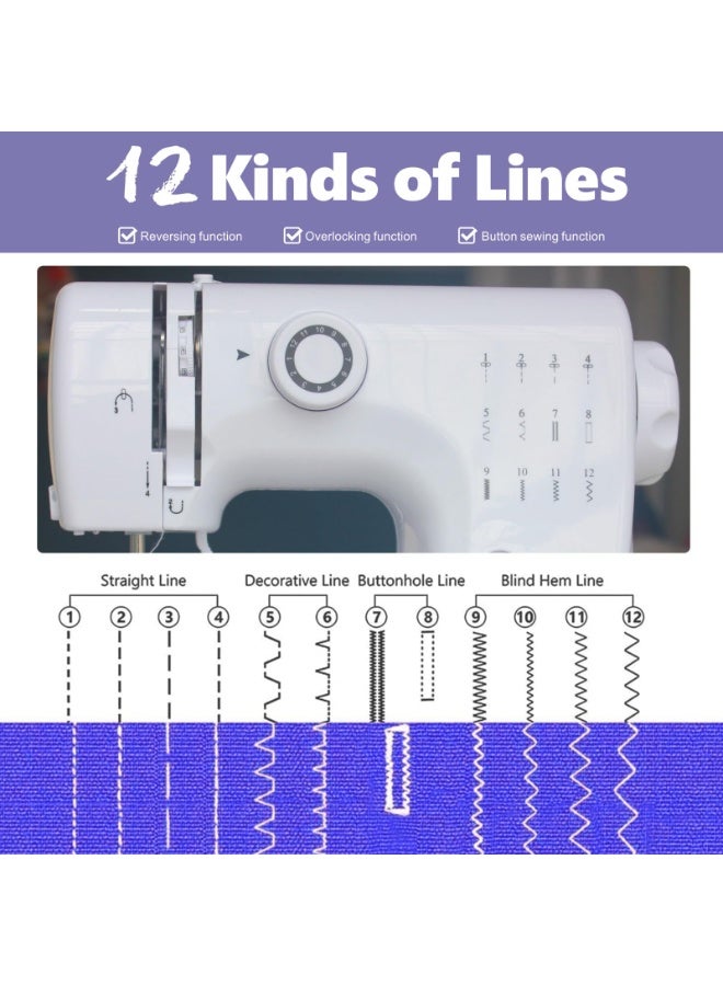 ASIV Product Title: Mini Portable Electric Sewing Machine (Beginner-Friendly) - 12 Stitch Patterns + Foot Pedal + 6 Replacement Presser Feet + Extension Table - Image 2