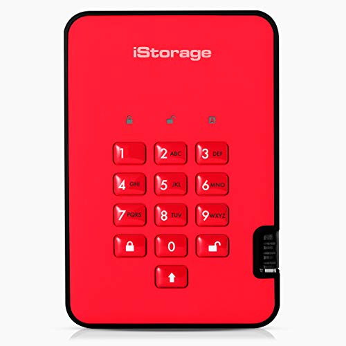 iStorage diskAshur2 HDD 1TB Red | Secure portable hard drive | Password protected | Dust & water resistant | Hardware Encryption - Image 1