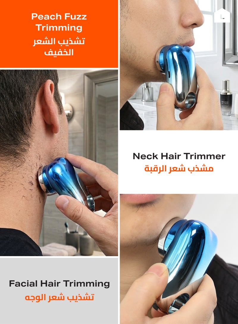 Mini Rechargeable Shaver - Portable Electric Travel Razor with USB Type-C Charging, Protective Cap, and One-Button Operation - Ideal for Facial Hair, Peach Fuzz, Neck, and On-the-Go Grooming - Image 3
