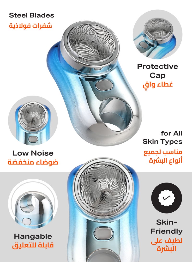 Mini Rechargeable Shaver - Portable Electric Travel Razor with USB Type-C Charging, Protective Cap, and One-Button Operation - Ideal for Facial Hair, Peach Fuzz, Neck, and On-the-Go Grooming - Image 4