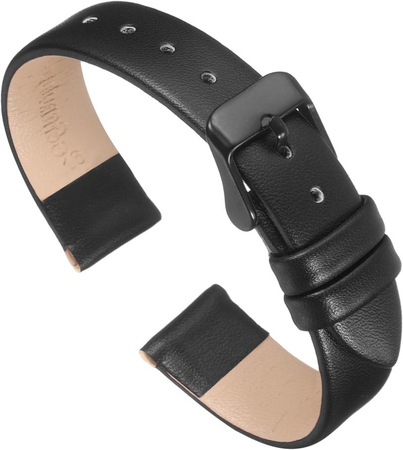 QUARKZMAN Leather Watch Strap Watch Leather Strap Watch Straps Flat Thin Elegant Leather Watch Strap Buckle for Smartwatch Men Women Men Women - Image 1