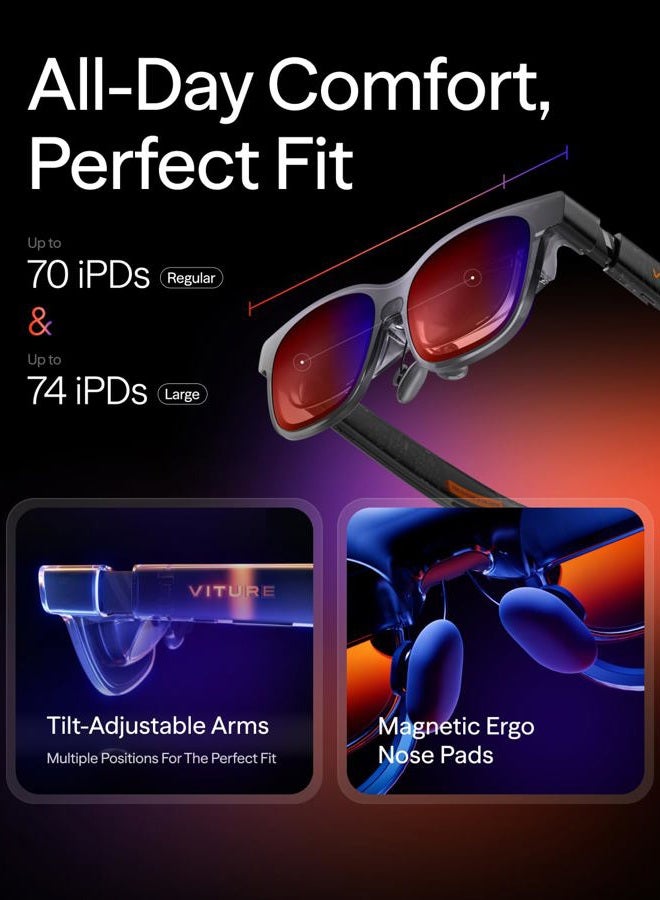VITURE Luma Pro XR Glasses — 152” 1200p 120Hz Ultra Sharp Display, 52° FOV, Electrochromic Film, Harman Audio, AR Glasses for iPhone 17/16/15, Android, Mac, PC, Steam Deck, Switch 2-Regular - Image 5