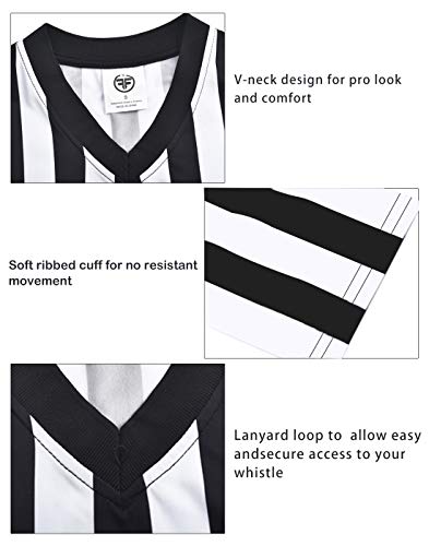 ChinFun Official Referee Costume Women's Ref Shirt V-Neck Black and White Stripe Umpire Jersey Shirt for Basketball Halloween S - Image 2