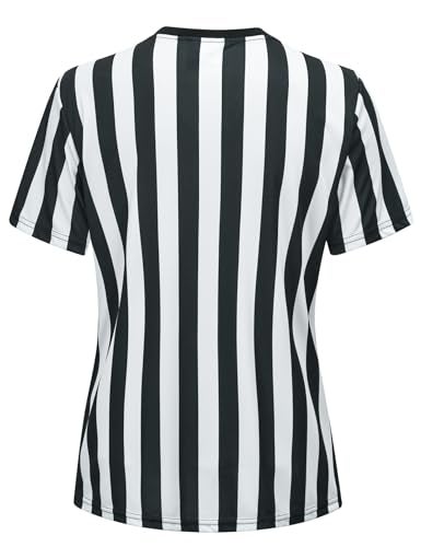 ChinFun Official Referee Costume Women's Ref Shirt V-Neck Black and White Stripe Umpire Jersey Shirt for Basketball Halloween S - Image 5