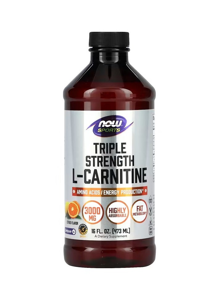 now SPORTS NOW Foods, Sports, Triple Strength L-Carnitine Liquid, Citrus, 3,000 mg, 16 fl oz (473 ml) 