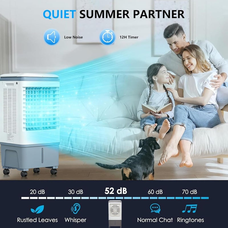 TDOO Evaporative Air Cooler,Portable Air Conditioner,مكيف متنقل with 30L Water Tank, Remote Control & 4 Ice Box, 3 Fan Speeds, Air Humidifier, and Silent Operation for Large Room, Home Office, Bedroom - Image 4