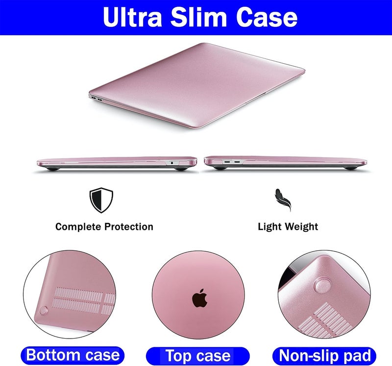 GVTECH Case for MacBook Air 13.6 inch 2026 2025 2024-2022 Release M5 A3449 M4 A3240 M3 A3113 M2 A2681, Plastic Hard Shell & Keyboard Cover & Screen Protector, Metallic Rose Gold - Image 2