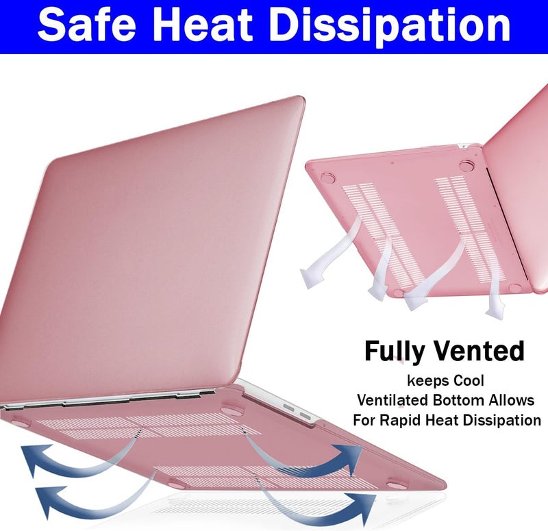 GVTECH Case for MacBook Air 13.6 inch 2026 2025 2024-2022 Release M5 A3449 M4 A3240 M3 A3113 M2 A2681, Plastic Hard Shell & Keyboard Cover & Screen Protector, Metallic Rose Gold - Image 4