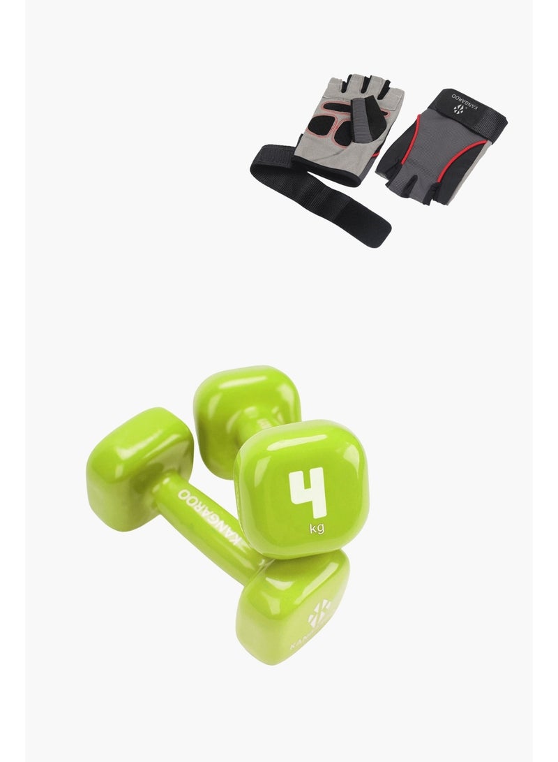 KANGAROO A set of two-piece dumbbells - 4 kg and 4 kg with gloves