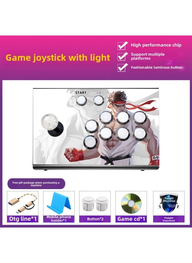 Generic Arcade Rocker Computer Android Phone Tablet Fighting Rocker Home Game Machine No Delay Rocker Gamepad-Product Color:With Light Version  - Image 1