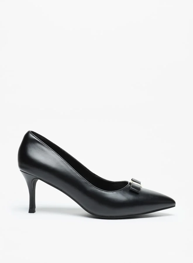 Flora Bella By Shoexpress Women's Bow Accent Slip-On Shoes With Stiletto Heels