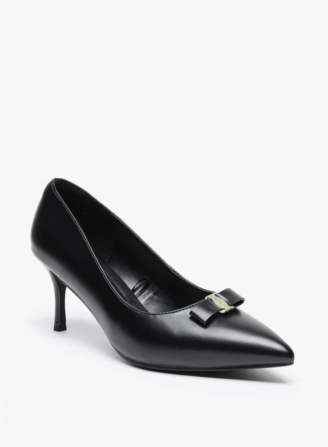 Flora Bella By Shoexpress Women's Bow Accent Slip-On Shoes With Stiletto Heels