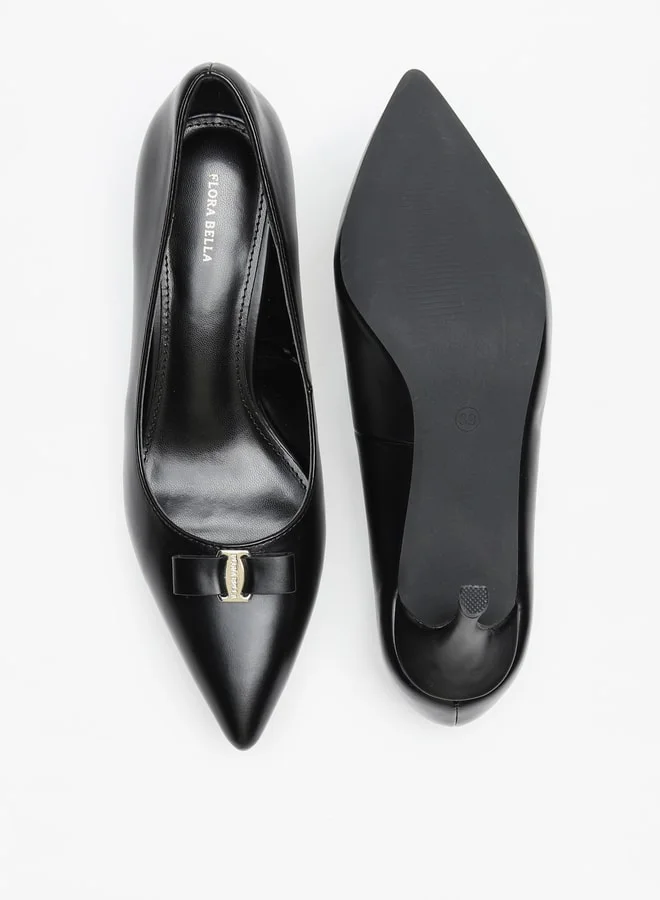 Flora Bella By Shoexpress Women's Bow Accent Slip-On Shoes With Stiletto Heels