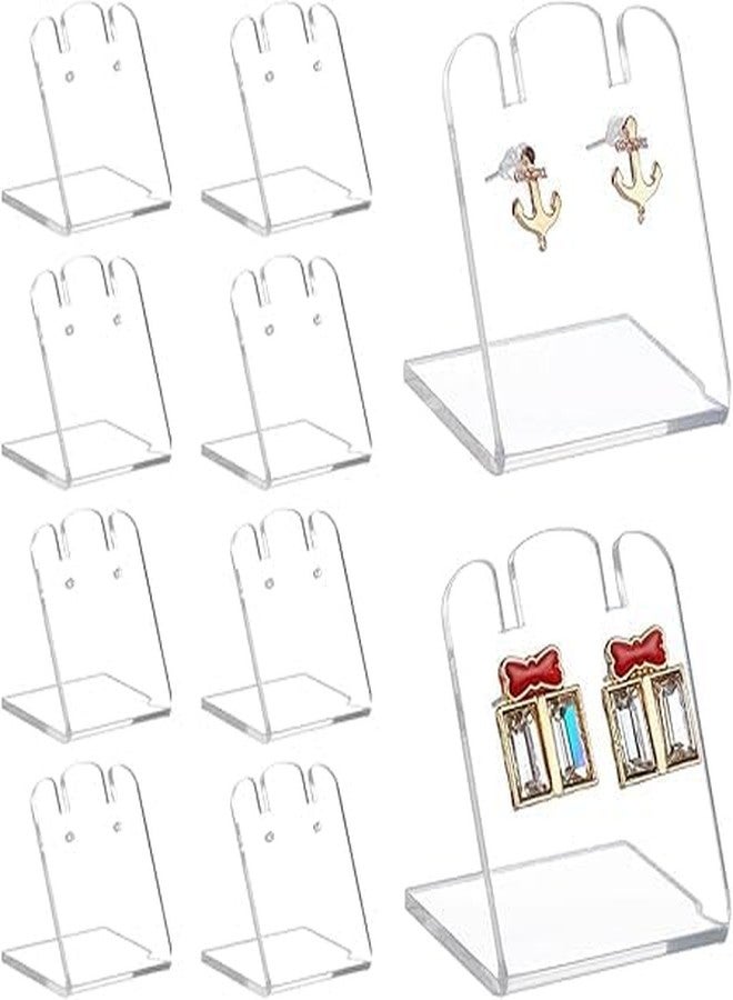 CRUTO Clear Acrylic Earring Display Stands (10-Pack) – L-Shaped Jewelry Holder for Studs, Hoops & Dangle Earrings | Transparent Organizer for Showcase, Craft Fair & Retail Display - Image 1