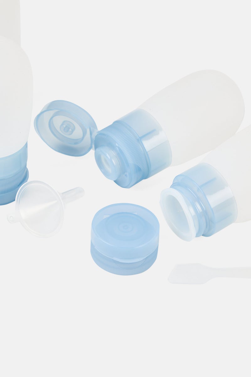 Miamica 4 Pieces Silicone Travel Bottle Set, Slate Blue  - Image 4