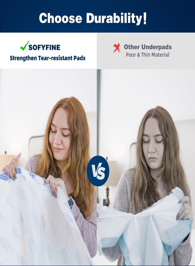 SOFYFINE فوط سرير شديدة التحمل من سوفي فاين 215 جرام، للاستخدام مرة واحدة، 57 بوصة × 36 بوصة، مقاومة للتمزق، مناسبة لسلس البول لدى البالغين، مقاس 5XL كبير جدًا، سميكة، مناسبة لبول الجراء، قدرة امتصاص 10 أضعاف، سعة نقل 360 رطل [10 فوط] - Image 3