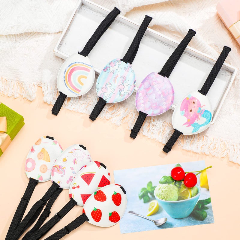 Eurzom 8 Pcs Eye Patches for Kids Adjustable Single Eye Patch Reusable Cute Girls Boys Eye Patch with Elastic Strap for Lazy Eye Either Eye Left or Right Eyepatch, Various Patterns (Fresh Style)  - Image 3