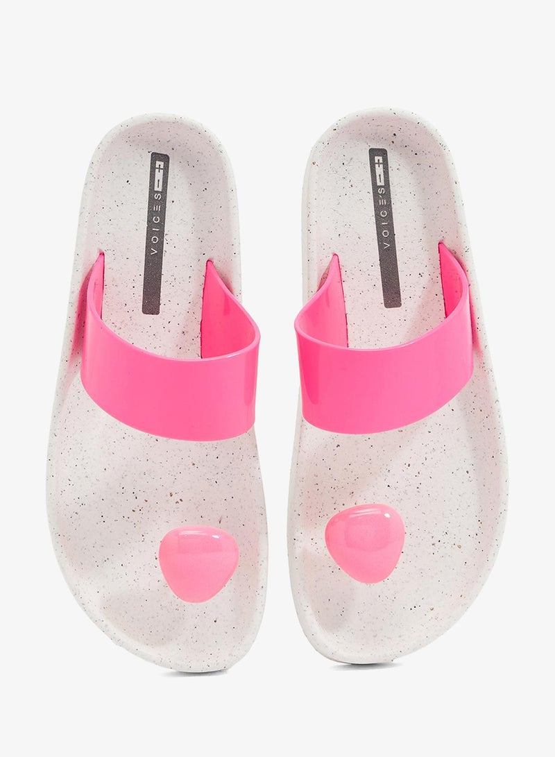 Voices Smooth Stone Women'S Anti Slip Sole  Colored Strap Sandals - White/Pink - Image 4