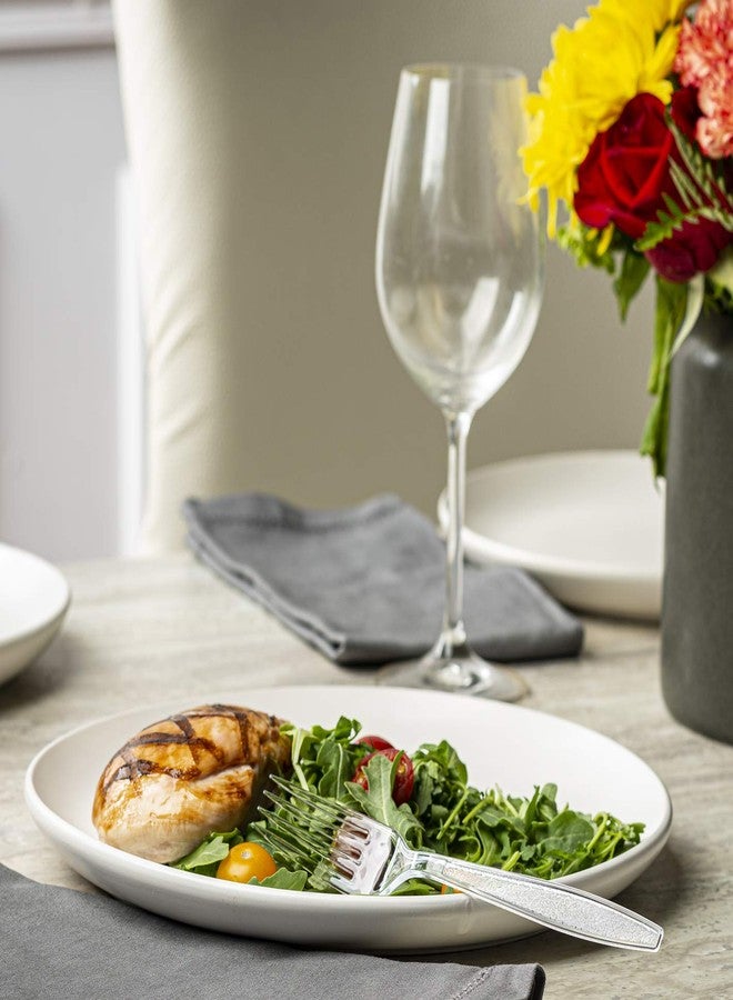 Gusto Comfy Package [100 Pack] Heavyweight Clear Plastic Forks with Engraved Design - Disposable Sturdy Plastic Utensils for Parties, Weddings, and Events - Image 5