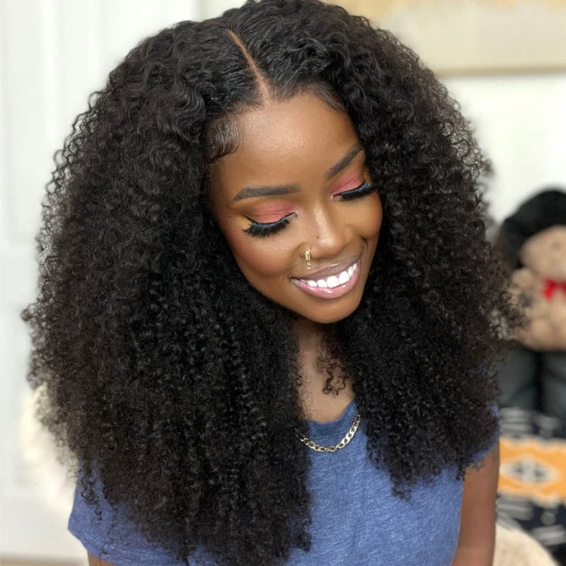 Ladoux Kinky Curly Lace Front Wig 13x6 HD Lace Front Kinky Curly Wig for Women 180% Density Pre Plucked With Baby Hair Afro Kinky Curly Human Hair Wig 20Inch Kinky Curly HD Lace Front wig - Image 1