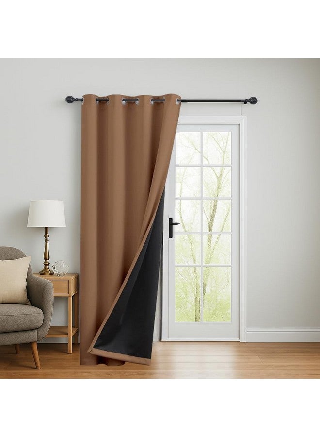 BFAM 100% Blackout Curtains for Bedroom with Black Liner, Thermal Insulated Thick Double Layers Total Light Blocking Grommet Window Curtains 1 Panel - Image 1