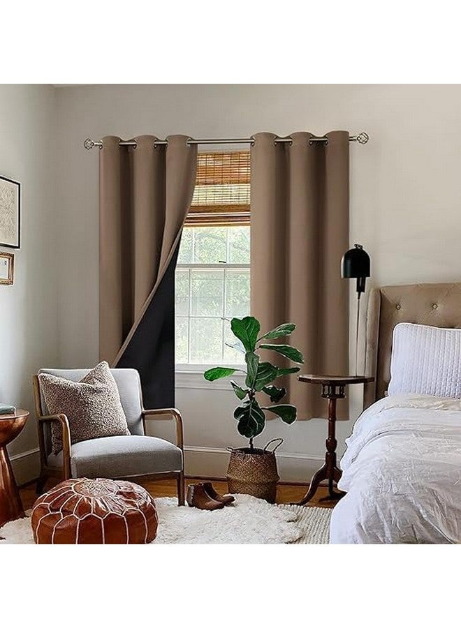BFAM 100% Blackout Curtains for Bedroom with Black Liner, Thermal Insulated Thick Double Layers Total Light Blocking Grommet Window Curtains 1 Panel - Image 2