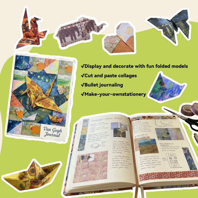 JoyCat Monet-Inspired Origami Paper - 50 Sheets 6x6 Inches - Impressionist Art Double-Sided Colored Folding Paper for Adults, Artists & Kids, Ideal for Scrapbooking, Card Making and DIY Crafts - Image 2