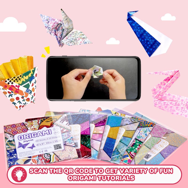 JoyCat Monet-Inspired Origami Paper - 50 Sheets 6x6 Inches - Impressionist Art Double-Sided Colored Folding Paper for Adults, Artists & Kids, Ideal for Scrapbooking, Card Making and DIY Crafts - Image 4