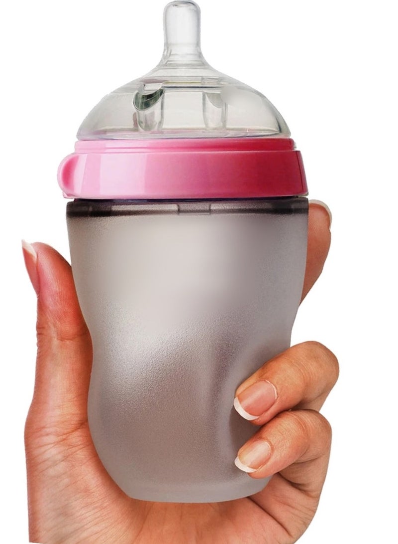 Baby Feeding Bottle, Infant, Newborn Baby, Extra Soft, Easy To Squeeze, 8Oz 250 ML, Natural Comfort, Anti-Colic, Gravity Ball (Pink) - Image 3