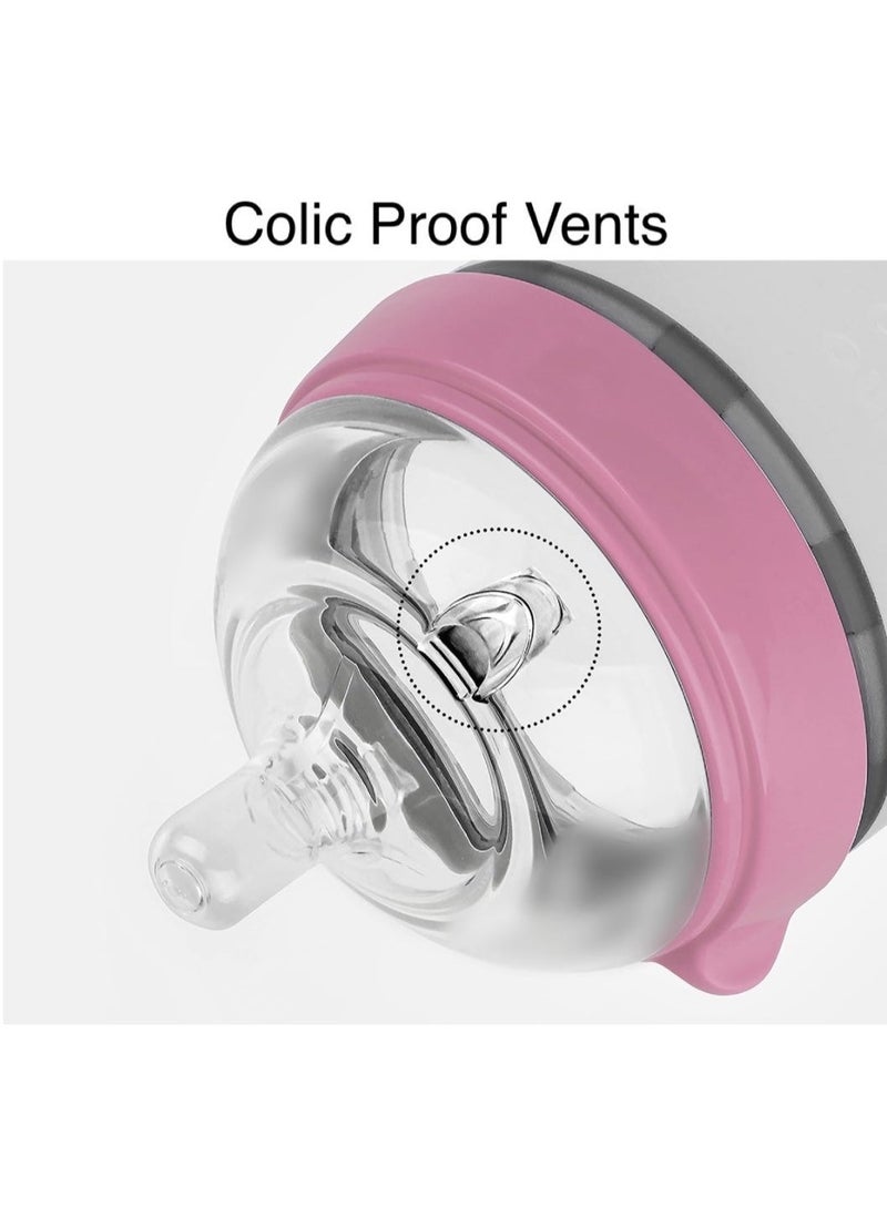 Baby Feeding Bottle, Infant, Newborn Baby, Extra Soft, Easy To Squeeze, 8Oz 250 ML, Natural Comfort, Anti-Colic, Gravity Ball (Pink) - Image 4