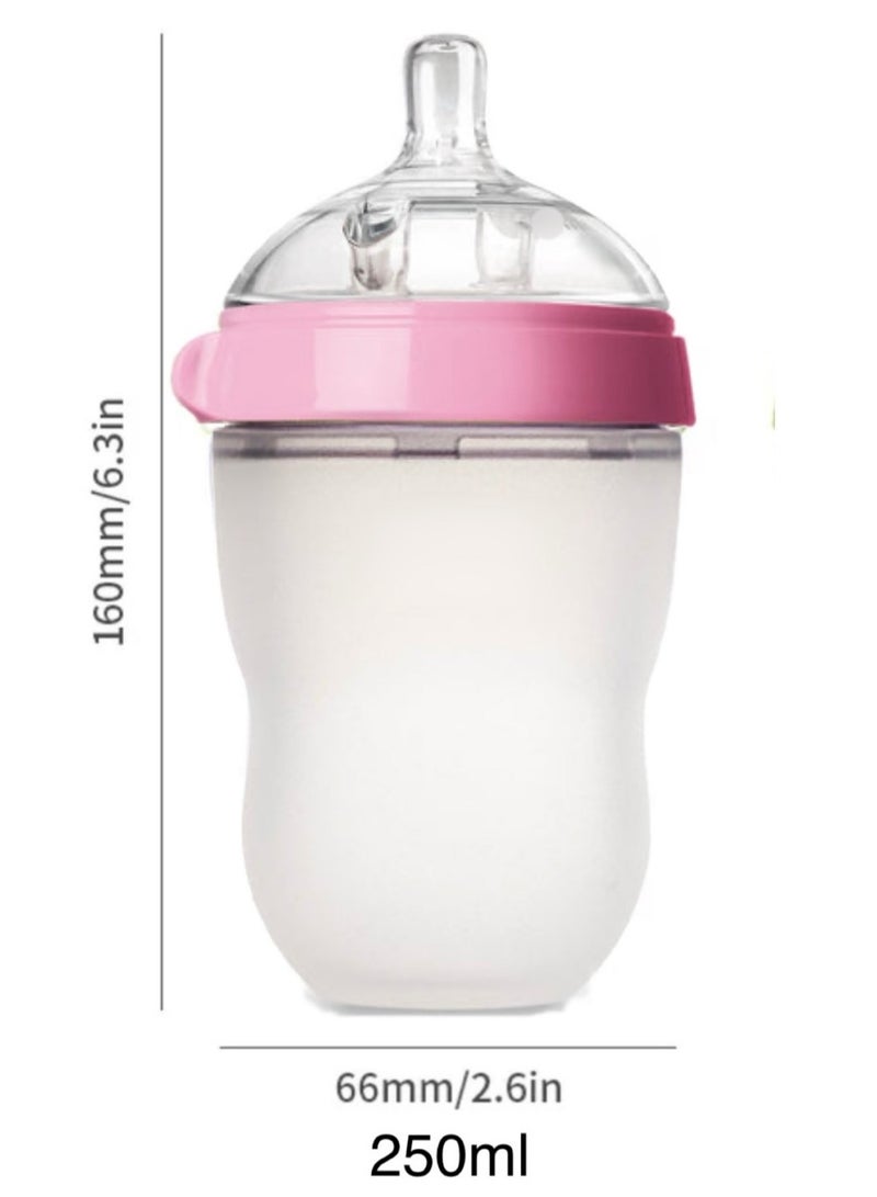 Baby Feeding Bottle, Infant, Newborn Baby, Extra Soft, Easy To Squeeze, 8Oz 250 ML, Natural Comfort, Anti-Colic, Gravity Ball (Pink) - Image 2